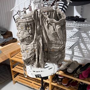 Free People Olive-Tan Women's Cargo Shorts